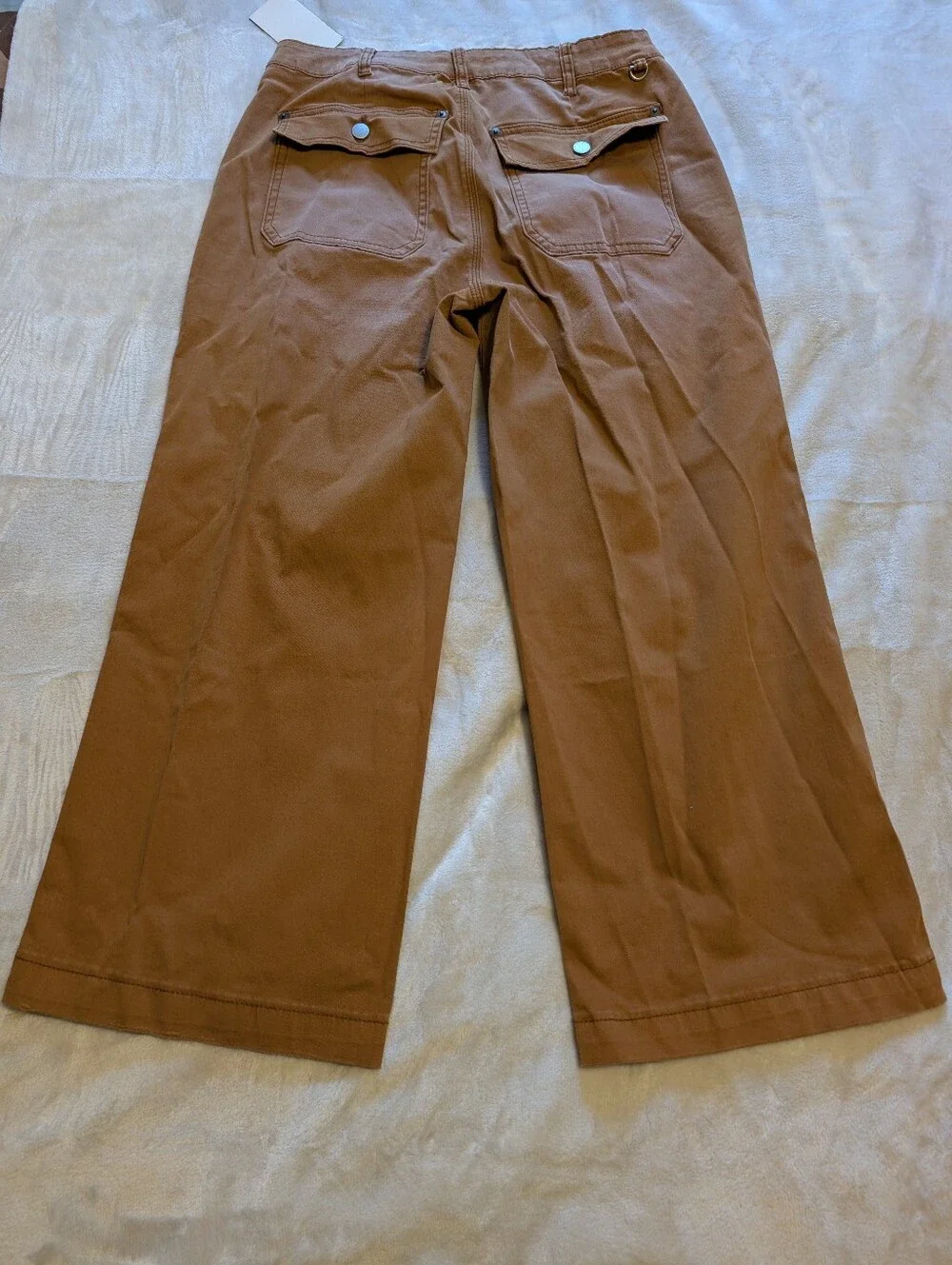 Flamingals Midwaist Wide Leg Cropped Pants Raw Hem NWT Women's Large - Picture 8 of 10